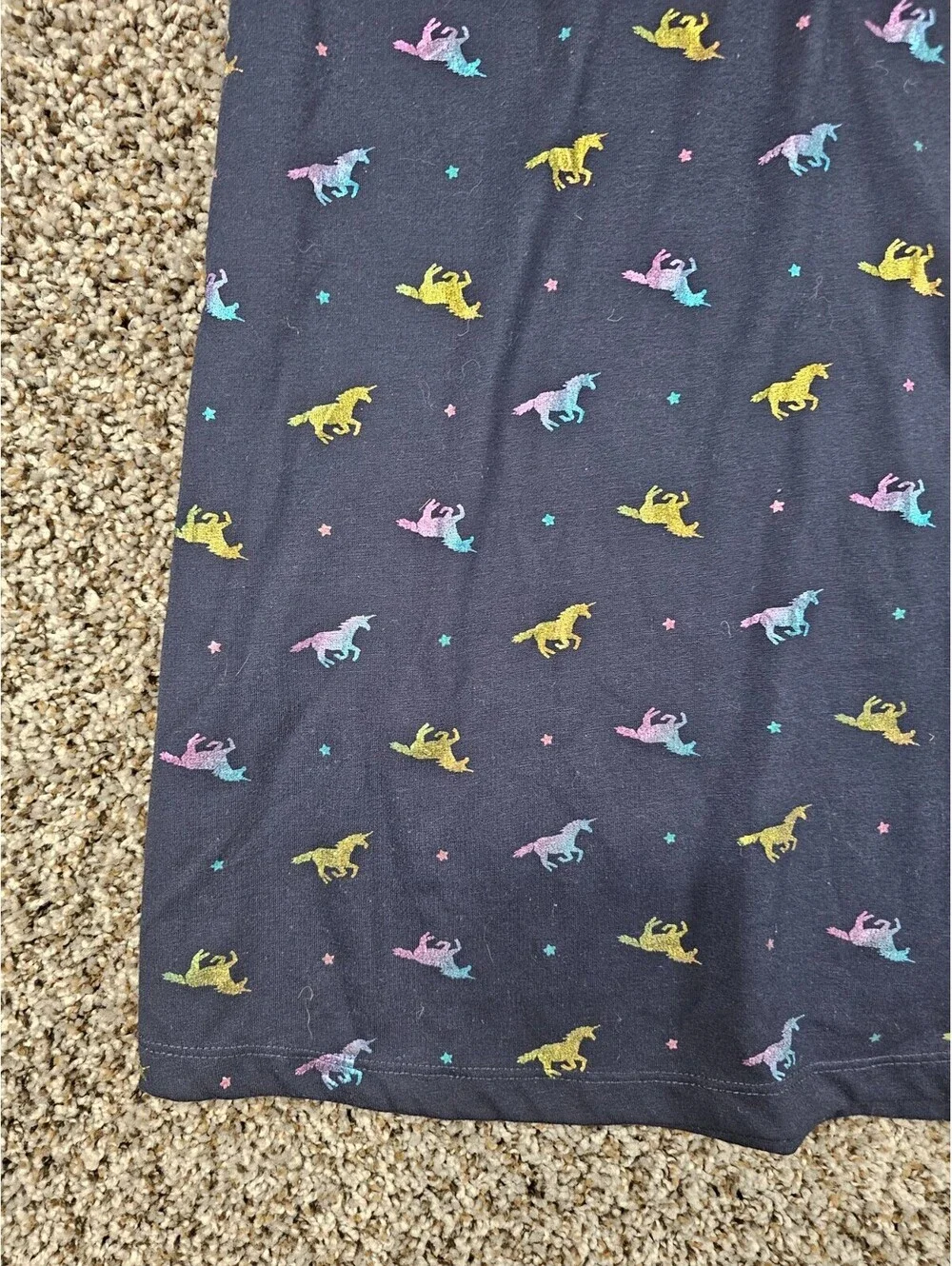 Gap Kids Girls Sz 12 Short Sleeve Knee Length Nightgown Blue Rainbow Unicorn